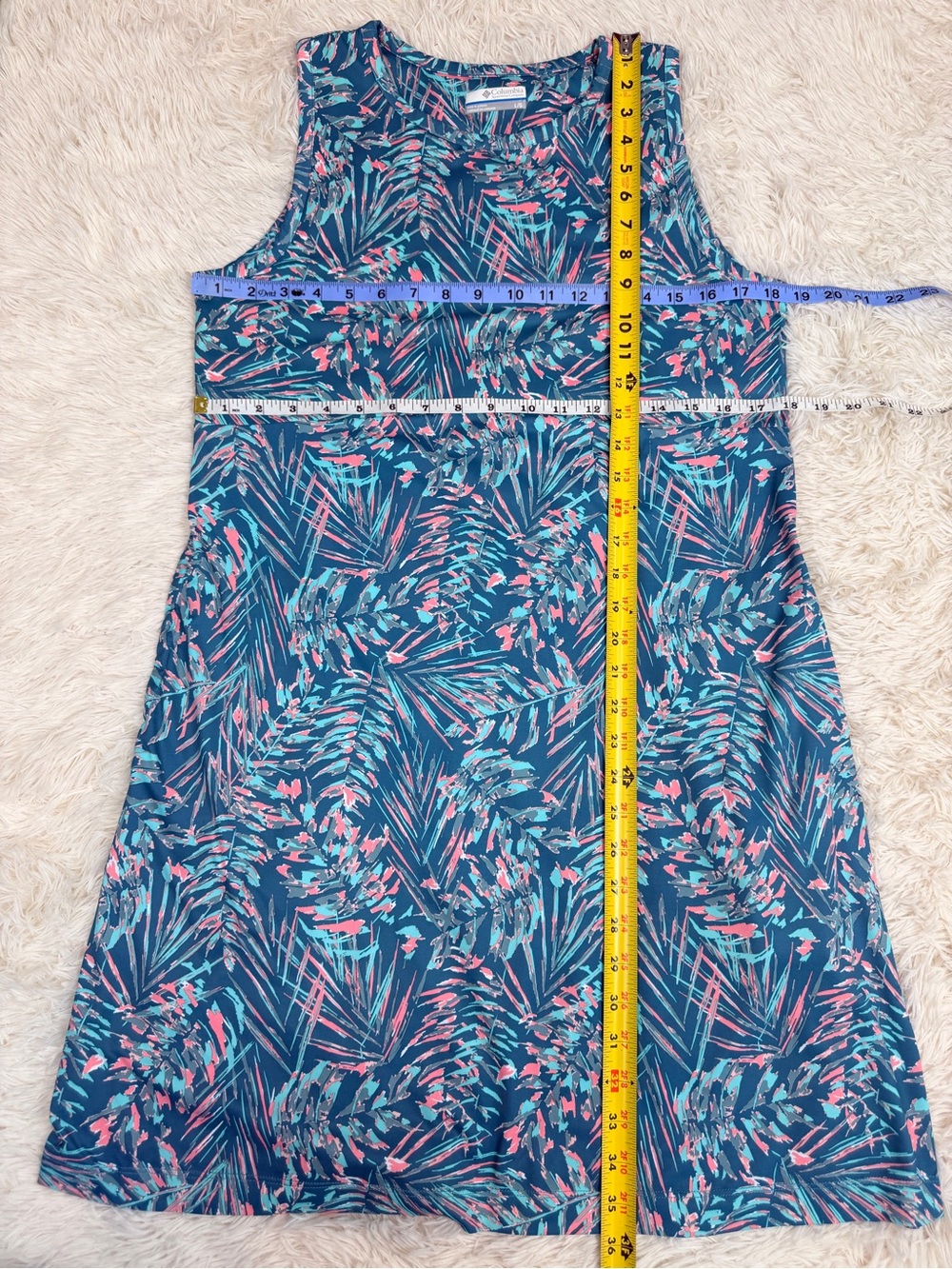 Columbia PFG Freezer Tank Dress L Canyon Blue Serenoa Omni Freeze UPF 50 Beach - Picture 13 of 13